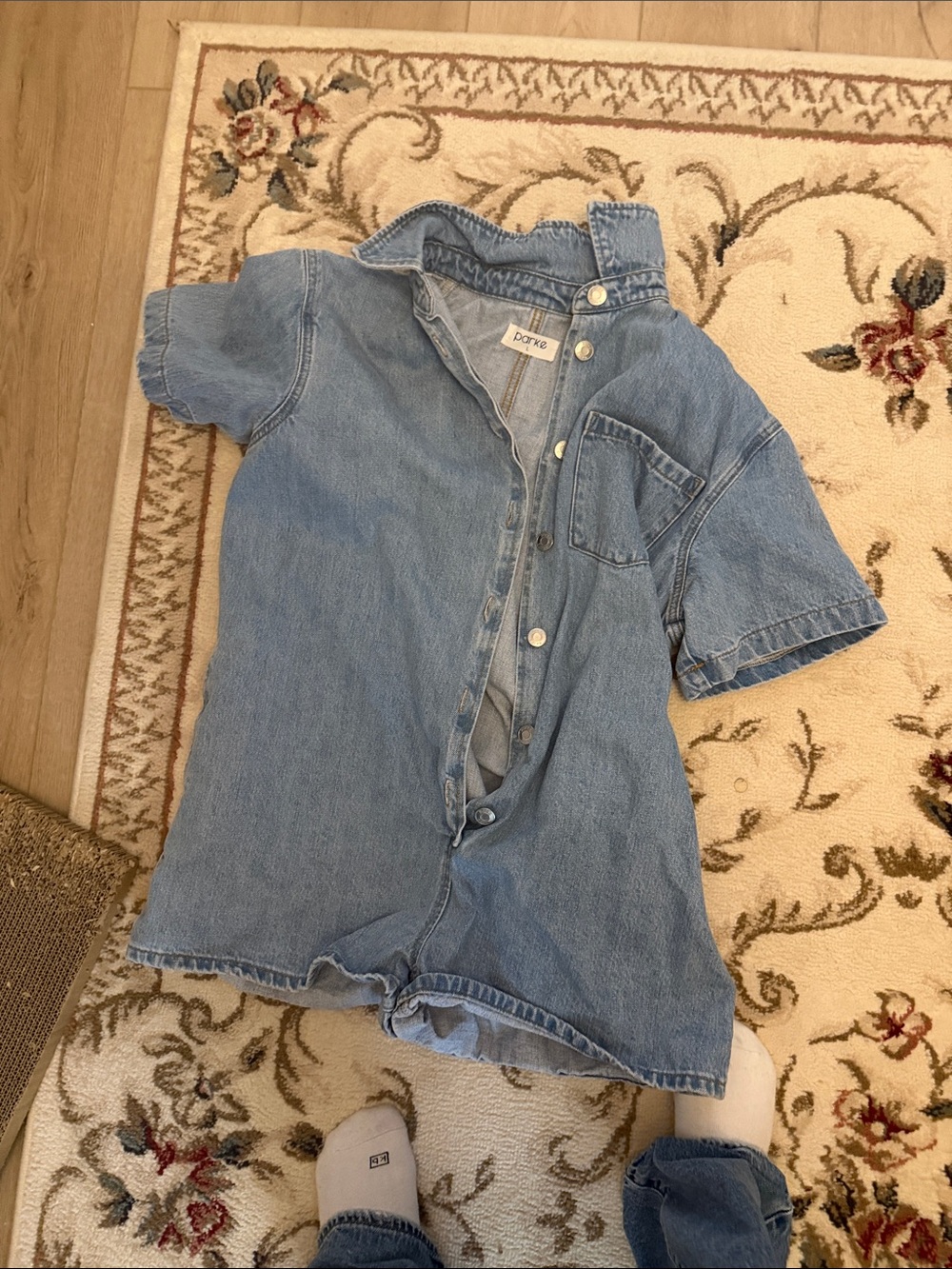 Parke Light Blue Short-Sleeve Romper